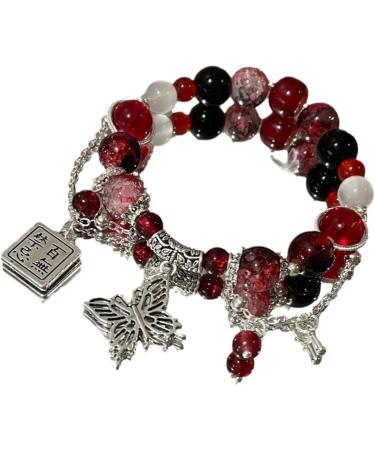 Vsilay Lianxue Colorful Beaded Butterfly Pendant Bracelet - Chinese Style Hand Jewelry for Women & Girls - Buy Online on GoSupps.com