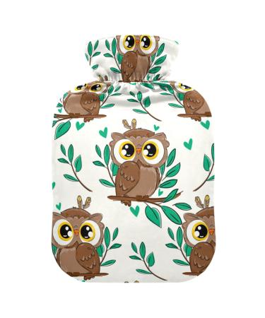Hot water bottles with cover cute owls hot water bags for pain relief headaches hand and foot warmers 2 liters