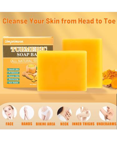2 Pack Turmeric Soap Bar & Exfoliating Pads - Cleanse & Moisturize Acne Scars | Vitamin B5 & Lemon Infused - Buy Online on GoSupps.com