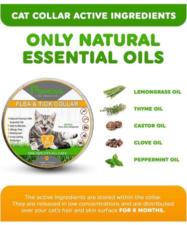 Primova Cat Flea and Tick Collar with Comb - Adjustable and Waterproof | Natural Essential Oil Formula for Kittens - Buy Online on GoSupps.com