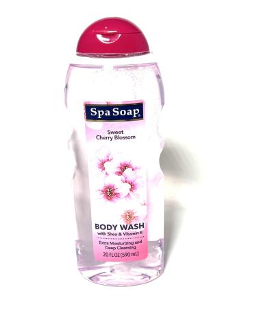 Spasoap Body Wash With Soft Refreshing Scent Extra Moisturizing and Deep Cleansing with shea & Vitamin E (1 count) 20FL oz each Body soap smooth feeling (Cherry Blossom)