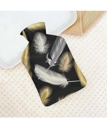 Golden Feather Hot Water Bottle with Plush Cover | Hand Warmer for Adults & Children | 26.5x15.3cm - International Shipping - Buy Online on GoSupps.com