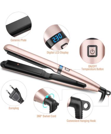 Culwad Smooth Iron Hair Straightener - 25mm Ceramic Plate Digital Display Dual Voltage Automatic Shut-Off - Rose Gold - Buy Online on GoSupps.com