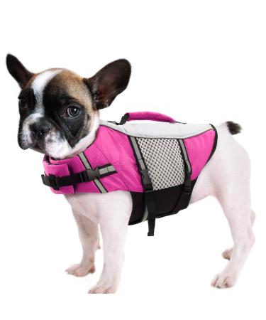 Cit toile life jacket for small dogs with a handle adjustable life jackets dog for chihuahua dackel Bulldogge Dog Life Jacket with good buoyancy light and safe for water sports pink s pink s