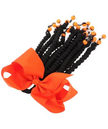CIYODO Ponytail Beads and Dreadlocks Braided Ponytail Hair Extensions for Braids Synthetic Hairpiece Bowknot Beaded Ponytail Synthetic Ponytail Extension Cosplay Hair Accessory 21.00X14.00X2.00CM Orange