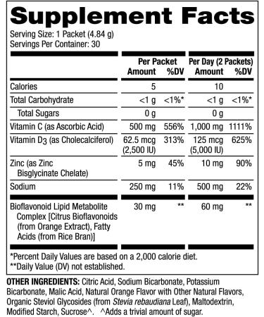 Dr. Mercola Vitamin C-PAK - Daily Immune Support - Contains Vitamin C, Vitamin D3, and Zinc - Fast-Acting Antioxidant Powder - Fizzy Drink Mix - 30 Packets - Buy Online on GoSupps.com