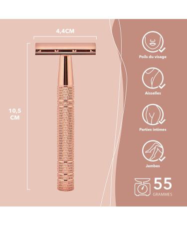Bamboozy Safety Razor Starter Kit - Zero Waste Double Edge Wet Razor for Women - Includes Shaving Soap & 20 Blades - Eco-Friendly Rose Gold Aluminum - Buy Online on GoSupps.com