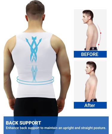 Meetyoo Compression Tank Top for Men - Sleek Muscle Shirt & Body Shaper for Gym & Bodybuilding - White Size L - Buy Online on GoSupps.com