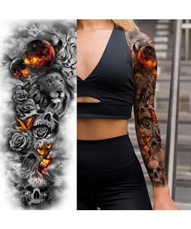 NEZAR Sexy Big Rose Flower Full Arm Temporary Tattoos - Waterproof Tribal Fake Tattoo Sleeves for Women - Buy Online on GoSupps.com