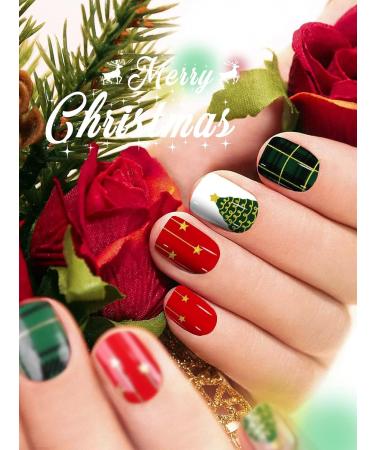 EBANKU Christmas Tree Nail Adhesive Wrap 20PCS - Gel Nail Polish Stickers Self-Adhesive Full Wraps (UV/LED Lamp Required) - Buy Online on GoSupps.com