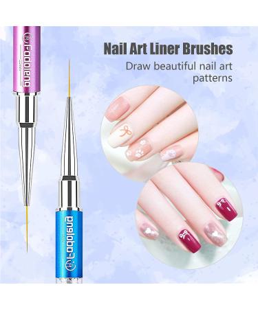 Nail Art Brushes Set - 7Pcs for Salon & Home Manicure - Liner Brush & Double-ended Pen - Various Sizes - Colorful - Buy Online on GoSupps.com