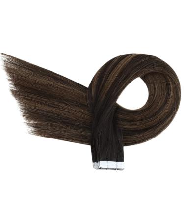 Ugeat Dark Brown Tape In Extensions - Real Hair Balayage 20 Pieces 30 cm #2/6/2 - International Shipping Available - Buy Online on GoSupps.com