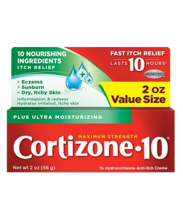 Cortizone 10 Maximum Strength Plus Ultra Moisturizing 2 oz., 1% Hydrocortisone Anti-Itch Creme 2 Ounce (Pack of 1)