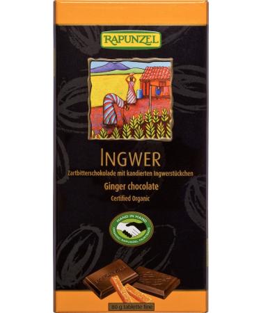 Rapunzel Rapunzel Dark Chocolate Ginger Chocolate 55% HH (1 x 80 g) - Organic