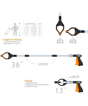 EZPIK 36 Grabber Tool for Elderly +Magnets - Heavy Duty Reacher for Disabled & Seniors - 2 Pack 36 Trash Grabbers with Rotating Grippers - Buy Online on GoSupps.com