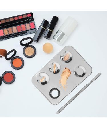 Palette de M lange Maquillage en Acier Inoxydable 2 Pi ces Grosse Taille Carr e 5 Trous avec Spatule Plateau de M lange Fond de Teint et Pigments pour Nail Art et Maquillage - Buy Online on GoSupps.com