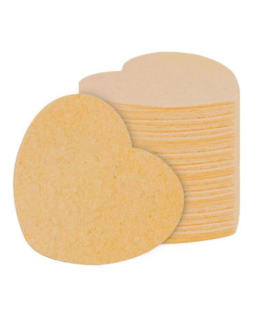 Compressed Facial Sponges Spa Sponges - Heart-Shaped Compressed Face Sponge Natural Sponge Pads - 20 Cosmetic Spa Sponges for Face Washing Deep Cleansing Scrubber skin-coloured