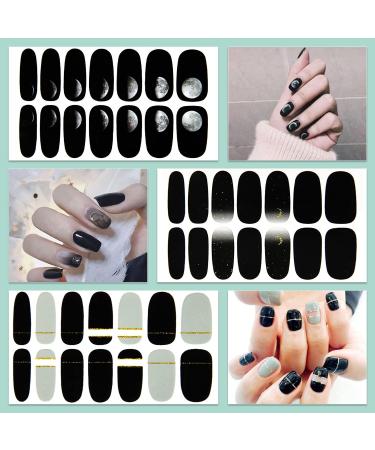 Buy WOKOTO 12 Sheets Black Nail Polish Stickers - 168 Pieces Full Nail Wraps Gel Nail Strips for Women Black Gradient Marble Design Easy Stick-On Nail Art - Buy Online on GoSupps.com