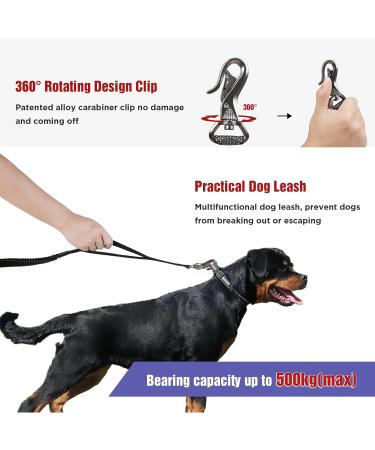 Hands Free Running Dog Lead - Retractable 7FT Long Training Leash for Medium Large Dogs - Reflective Nylon Tape - Ideal for Walking, Hiking, Jogging - Car Seat Belt Leash - Black - Buy Online on GoSupps.com