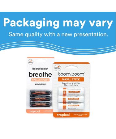 BoomBoom Nasal Stick (3 Pack) - Enhances Breathing & Focus | Tropical Aromatherapy Inhaler - Buy Online on GoSupps.com