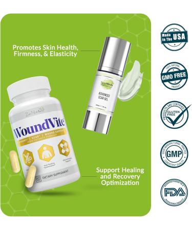 Zen Nutrients Scarless Surgery Bundle: WoundVite Post Recovery Supplement (60 Capsules) & ScarMedx Advanced Scar Gel (30mL) - Oral & Topical Healing Support - Buy Online on GoSupps.com