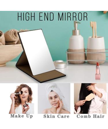 HOHIYO Compact Mirror - Unbreakable Stainless Steel Folding Travel Mirror with PU Leather Cover (Black) - Buy Online on GoSupps.com