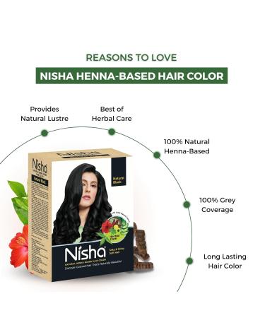 Buy Nisha Natural Henna Based Hair Color - Permanent Black Hair Dye for 100% Grey Coverage | Premium 2.12 oz - Buy Online on GoSupps.com