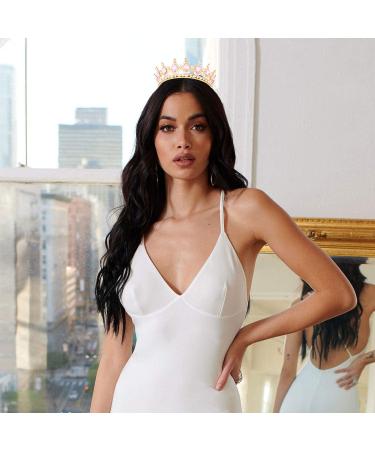 Elegant Gold & Pink Crystal Crowns for Women | Vofler Baroque Vintage Tiara Hair Accessories for Brides Princesses & Costume Parties - Buy Online on GoSupps.com