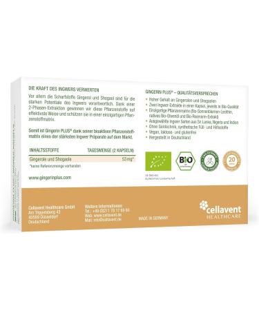 Buy Organic Ginger Capsules - High Dose Ginger Extract with Gingerol & Shogaol - 60 Pharmaceutical Quality Pieces - International Shipping Available - Buy Online on GoSupps.com