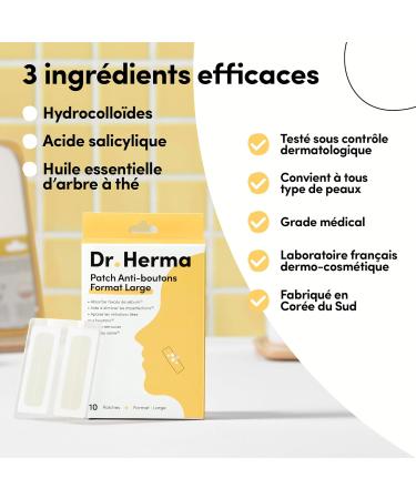 Dr. Herma - Anti-Pimple Patch - XL Size - Results in 6 to 8 hours - Dermatologically tested - Salicylic Acid Hydrocolloids Tea Tree Oil - Box of 10 patches - Buy Online on GoSupps.com