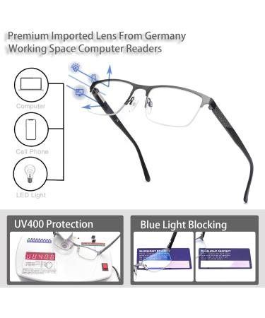 Premium Half Rim Reading Glasses for Men - Blue Light Blocking UV400 Eyeglasses Magnifier - Black Blue (150.0x - Buy Online on GoSupps.com