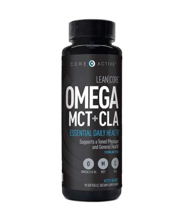 Lean CORE Omega MCT + CLA - Stimulant Free Health & Wellness Formula, Lean Muscle & Toned Physique, Omega 3-6-9 Fatty Acids - Flaxseed Fish Oil- Coconut Oil- Keto Friendly 30 Day Supply (90 Softgels)