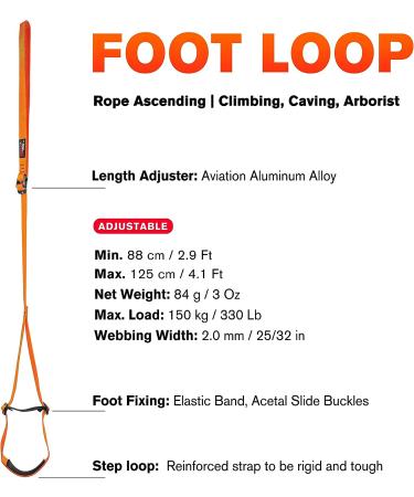 GM CLIMBING Foot Loop Ascender Sling - Adjustable Rope Ascending Gear with Carabiner - Buy Online on GoSupps.com