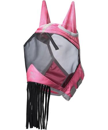 Harrison Howard Light Pink Horse Fly Mask with Ears & Nose Fringe for Thoroughbreds - Size M | International Shipping Available - Buy Online on GoSupps.com