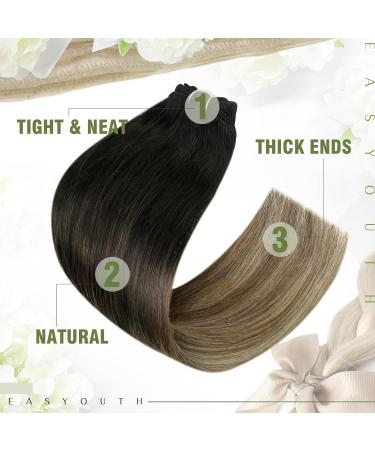 EASYOUTH 22 Real Human Hair Weft Extensions Balayage Ombre Black to Brown/Blonde - 100g Double Weft Sew-in #1B/6/27 - Buy Online on GoSupps.com