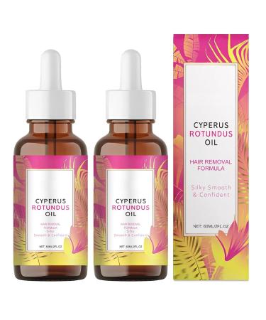 Cyperus Rotundus Oil to Slow Unwanted Hair Growth for Women Mens Natural Hair Removal Oil 60ml Set of 2 Moisturizing & Soothing Ideal for All Skin Types 1 Count (Pack of 2) Cyperus Rotundus Oil 60ml