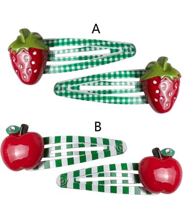 KUFptva 2Pcs Metal Snap Hair Clip Fruit Hair Barrettes Hair Accessories for Women Girls Small Hairpins Thin Hair Thick Hair Headdress - Buy Online on GoSupps.com
