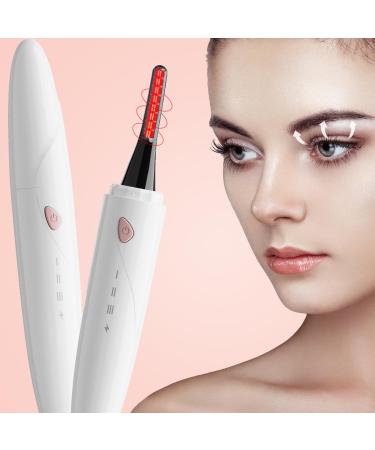 Heated Eyelash Curler - USB C Rechargeable Electric Eyelash Curler with 3 Temperature Levels - Rapid Heating in 10s 24h Curl Retention - Ideal Gift for Mom Wife Friends-White