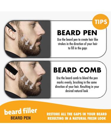 Beard Pen GROOMARANG Beard Pencil Filler for Men - Natural Enhancer to Fill Shape and Define - Black or Brown PLUS Beard Shaping Comb (Black) - Buy Online on GoSupps.com