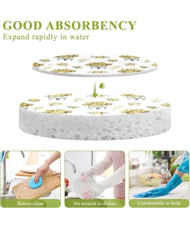 3-Pack Cleaning Kitchen Sponges Oval Yellow Sunflowers Bouquet Kitchen Cellulose Dishwashing Wood Pulp Cotton - Buy Online on GoSupps.com