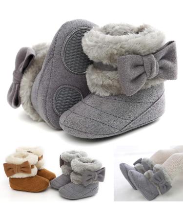 Yinuoday Winter Baby Girls Snow Boots - Anti-Slip Toddler Shoes for Newborns (3-6 Months) - Warm Gray Prewalker Infant Boots - Buy Online on GoSupps.com
