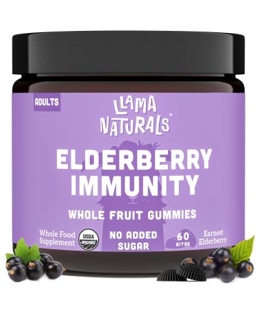 Whole Fruit Sambucus Elderberry Gummies for Adults - No Added Sugar Vegan Adult Immune Support Gummies - Organic Elderberry with Zinc and Vitamin C for Adults plus Beta Glucan - 60 Gummies (30 Days)