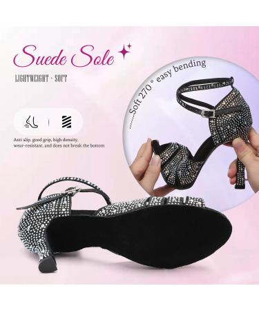 Buy SWDZM Women's Latin Dance Shoes - Glitter Salsa Tango Bachata - L549 Black 7.5cm Heel - Professional Ballroom & Wedding Footwear - Buy Online on GoSupps.com