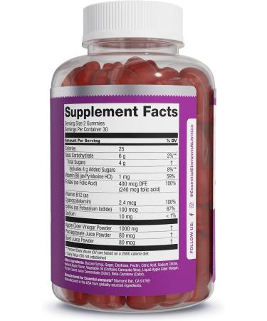 Essential Elements Apple Cider Vinegar Gummies with The Mother - 60 Count (3 Pack) Red Apple Flavor - Buy Online on GoSupps.com