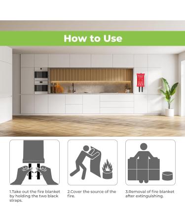 Guardryshely 39 x 39 Fire Blanket - Kitchen & Home Emergency Fire Suppression - Fiberglass Material - Easy-to-Store - Ideal for Grill, Car, Fireplace - 1 Pack - Buy Online on GoSupps.com