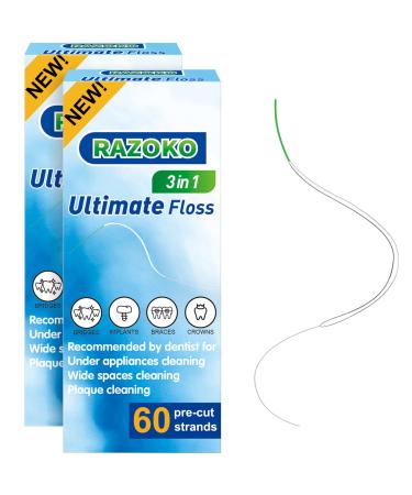 Dental Floss for Braces Super Floss Pre-Cut Strands 60 Count Pack of 2 120 Count (Pack of 2) - Buy Online on GoSupps.com