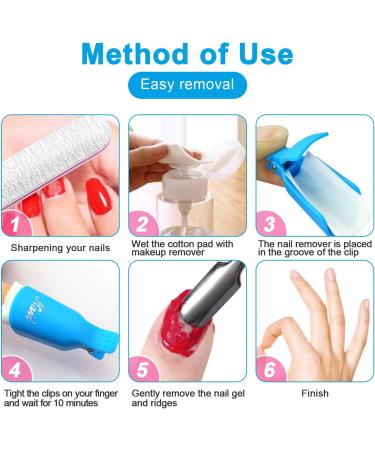 Hanyousheng Nail Clips - 10 Pcs Acrylic Nail Remover Caps for Soak Off - Nail Art Polish Wrap Cleaner Tool in Blue - Buy Online on GoSupps.com