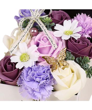 Buy Carnation Flower Soap Gift Box | Beautiful Purple Bath Soap for Weddings Teachers Day & Graduations | 12cm x 12cm x 18cm - Buy Online on GoSupps.com
