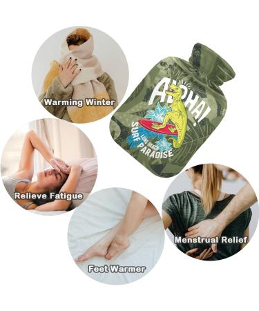 Buy Naanle Palm Leaf Dinosaurs Heat Bottle with Cover - 1L Hot Water Bottle for Pain Relief & Cold Therapy - Transparent Bag Ideal for Bed & Hand/Foot Comfort - Buy Online on GoSupps.com