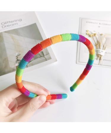 Buy LYWYOUDDKH Women s Autumn Wash Face Plush Headband - Rainbow Striped Elastic Hairband for Styling | International Shipping Available - Buy Online on GoSupps.com